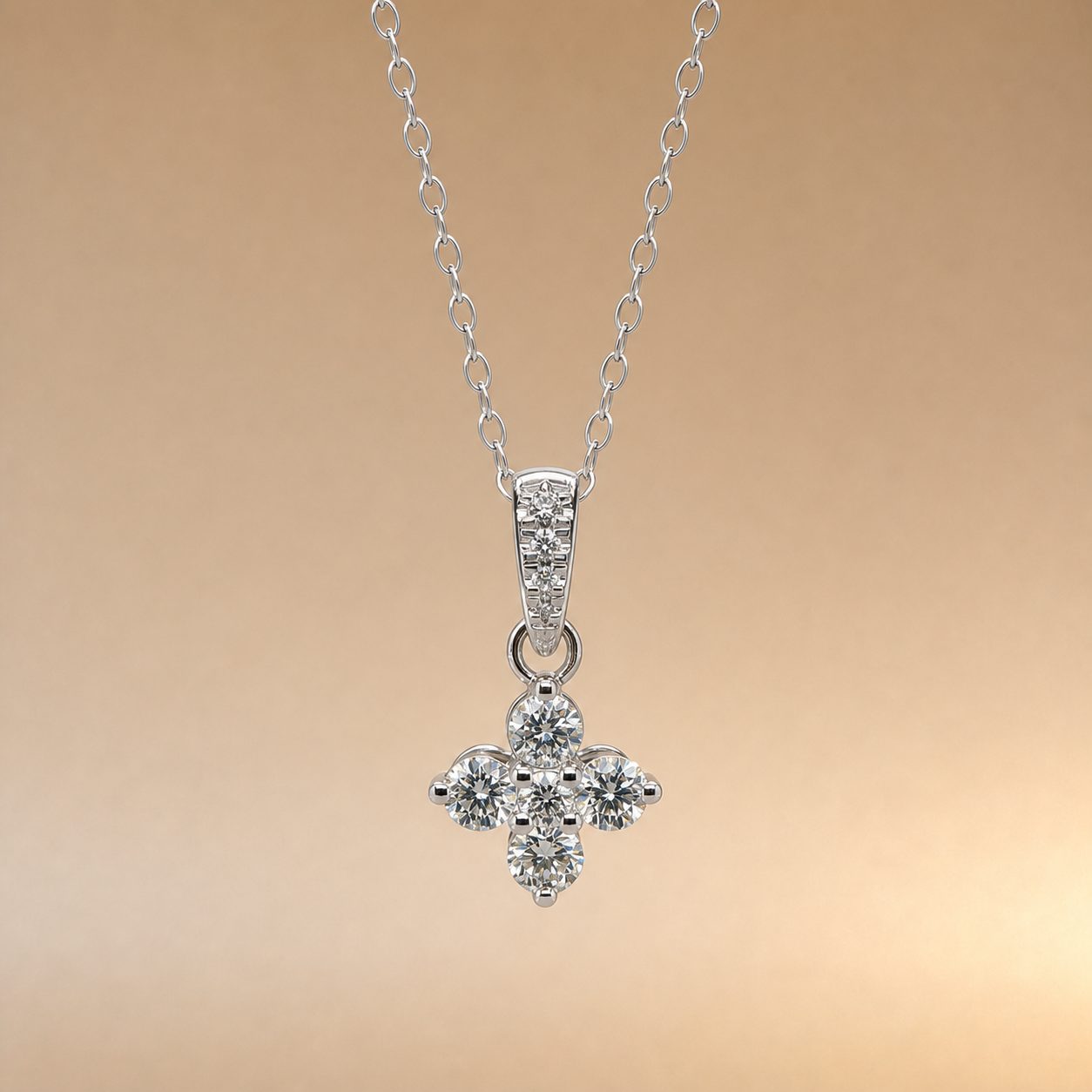 White Gold Diamond Flower Pendant