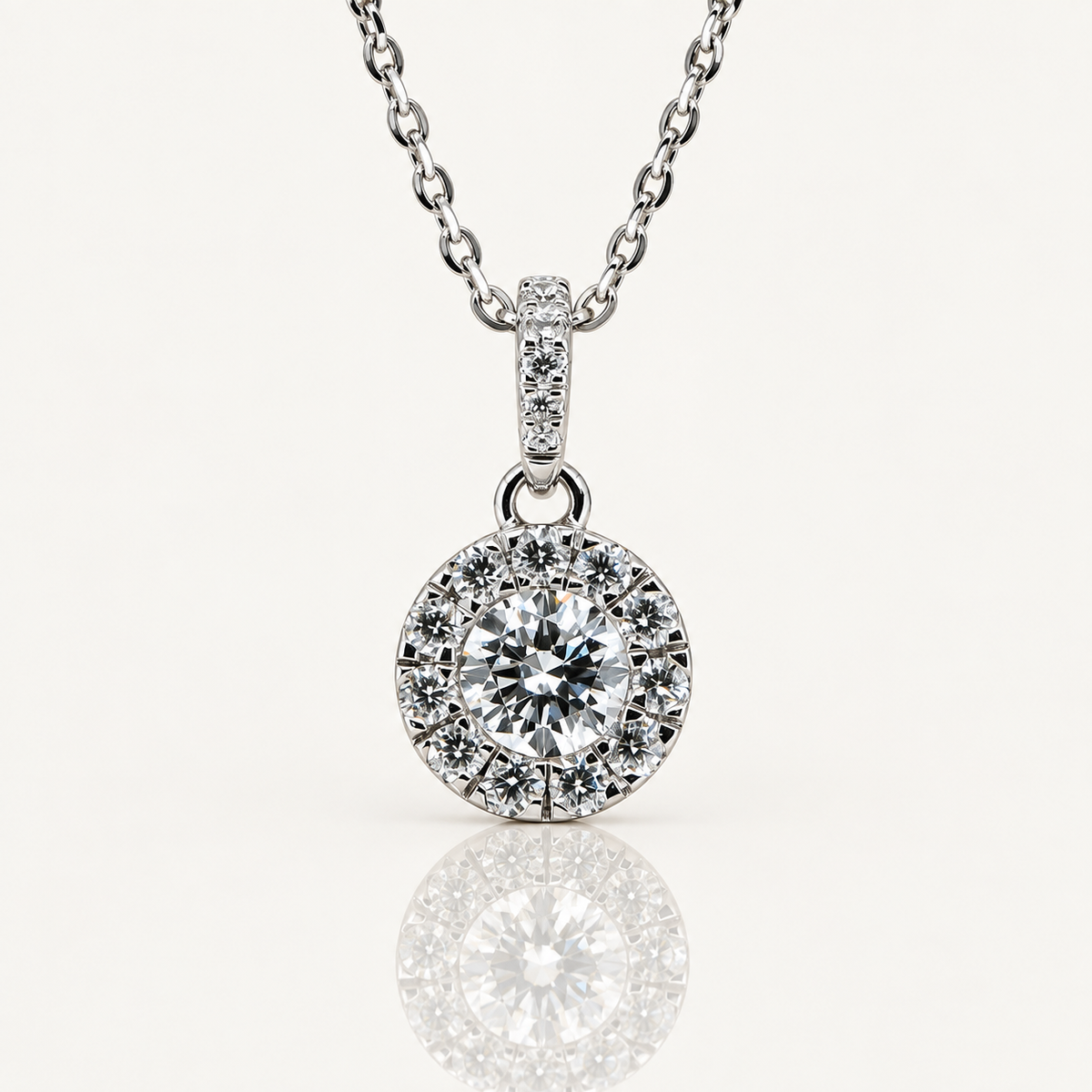 Lab Grown Diamond Halo Pendant | 0.75ct | 9ct White Gold