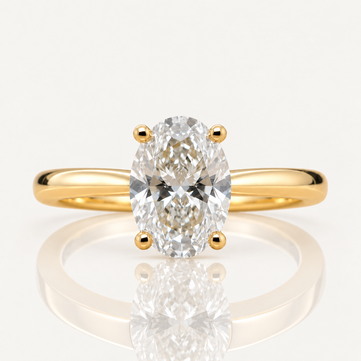 Willow | 2.00ct Oval Cut Lab Grown Diamond Solitaire Engagement Ring | 18ct Yellow Gold
