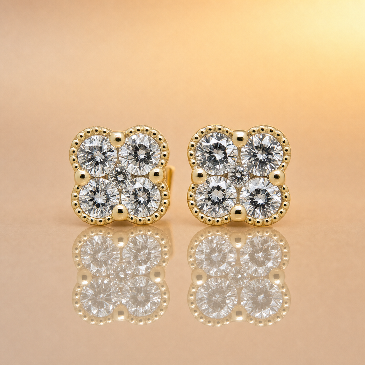 YG Lab Grown Diamond Clover studs