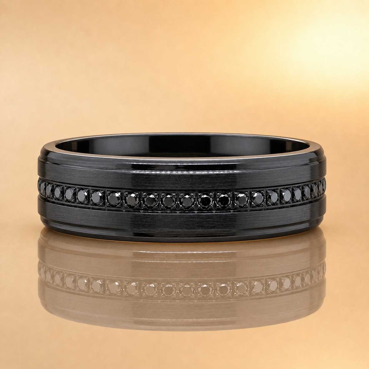 Zirconium & Black Diamond Ring