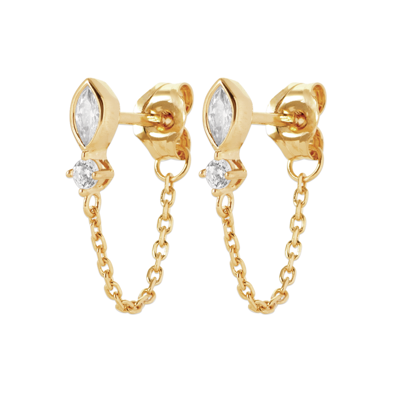 Zoe Austin - 18ct YG Plated CZ Chain earrings