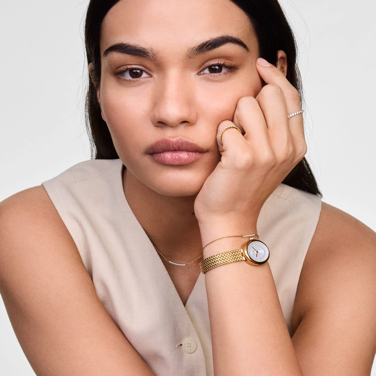 Daniel Wellington - Juliette Braided Mesh White Sunray Gold