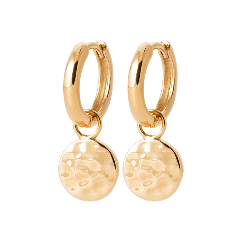 Zoe Austin - 18ct YG Plated Hammered Disc Drop Earrings