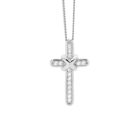 Zoe Austin - Sterling Silver cz set cross on chain