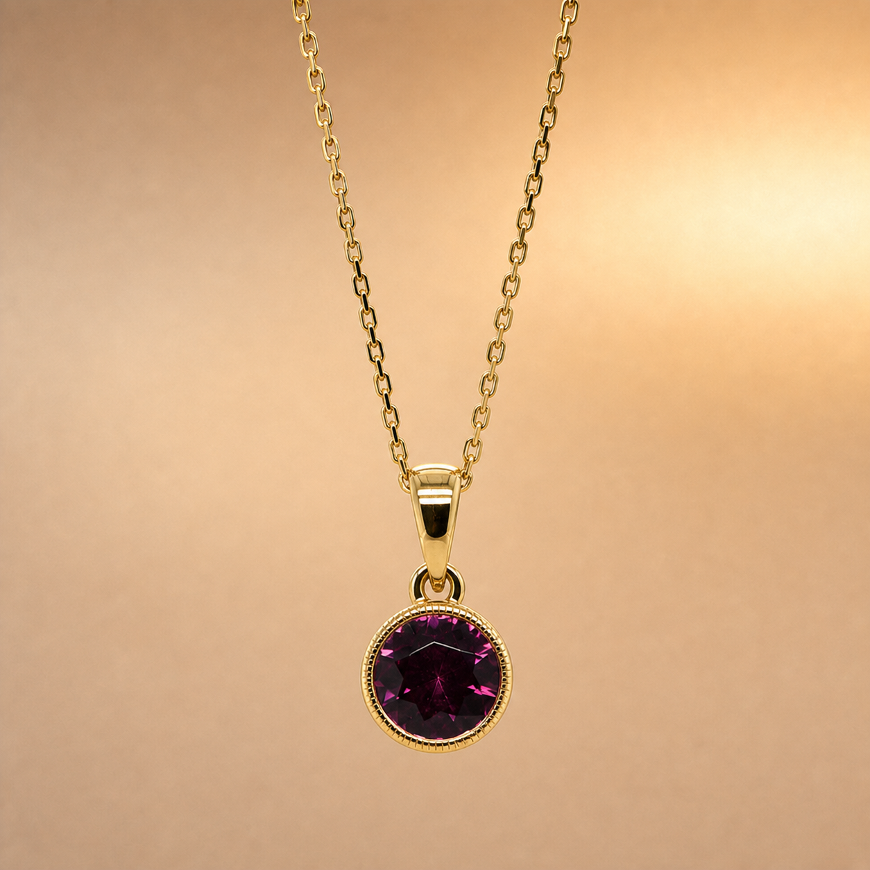 Rhodolite Garnet Pendant | 9ct Yellow Gold
