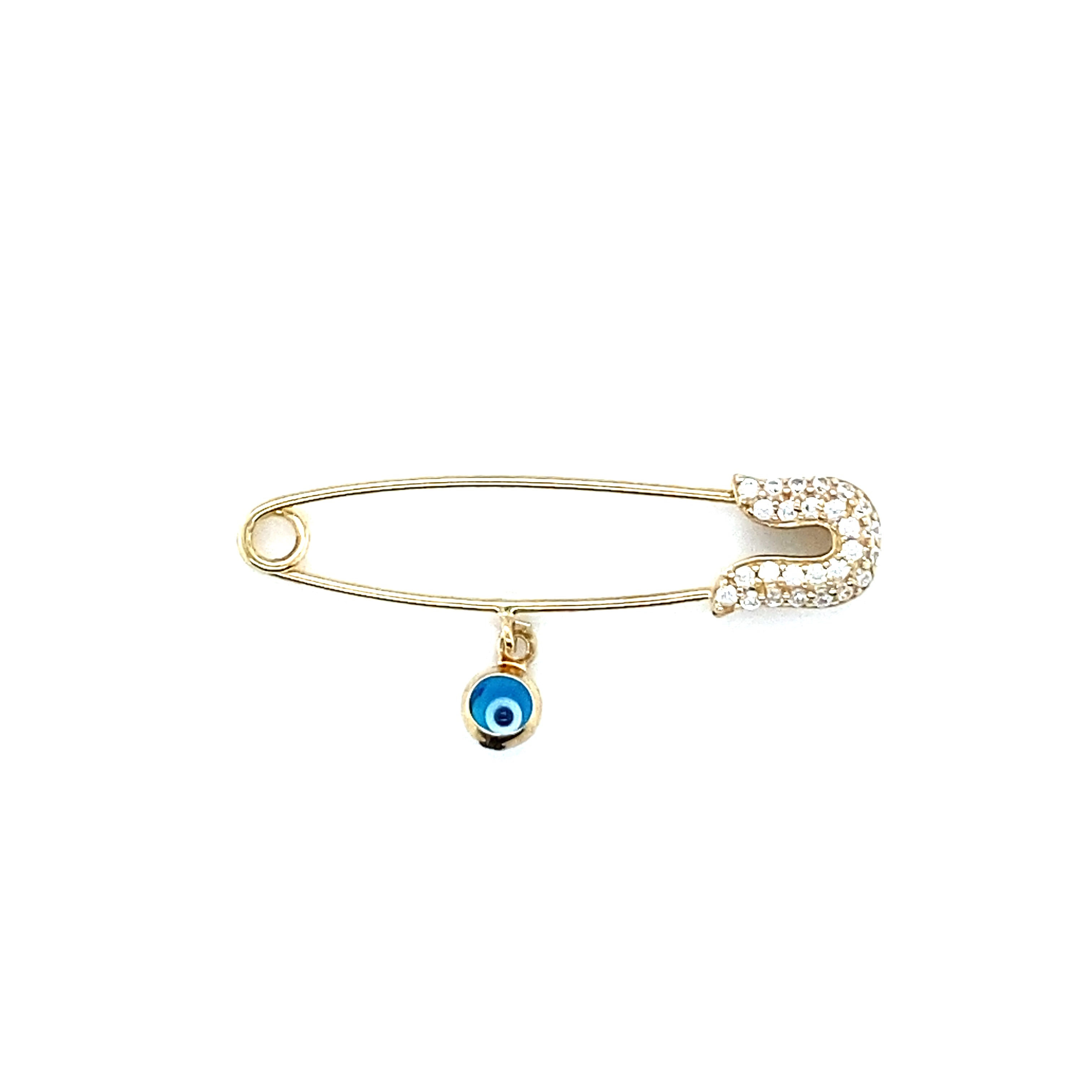 18ct YG CZ Evil Eye Baby Pin