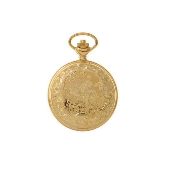 Floral Engraved Gold Plated Pocket Watch