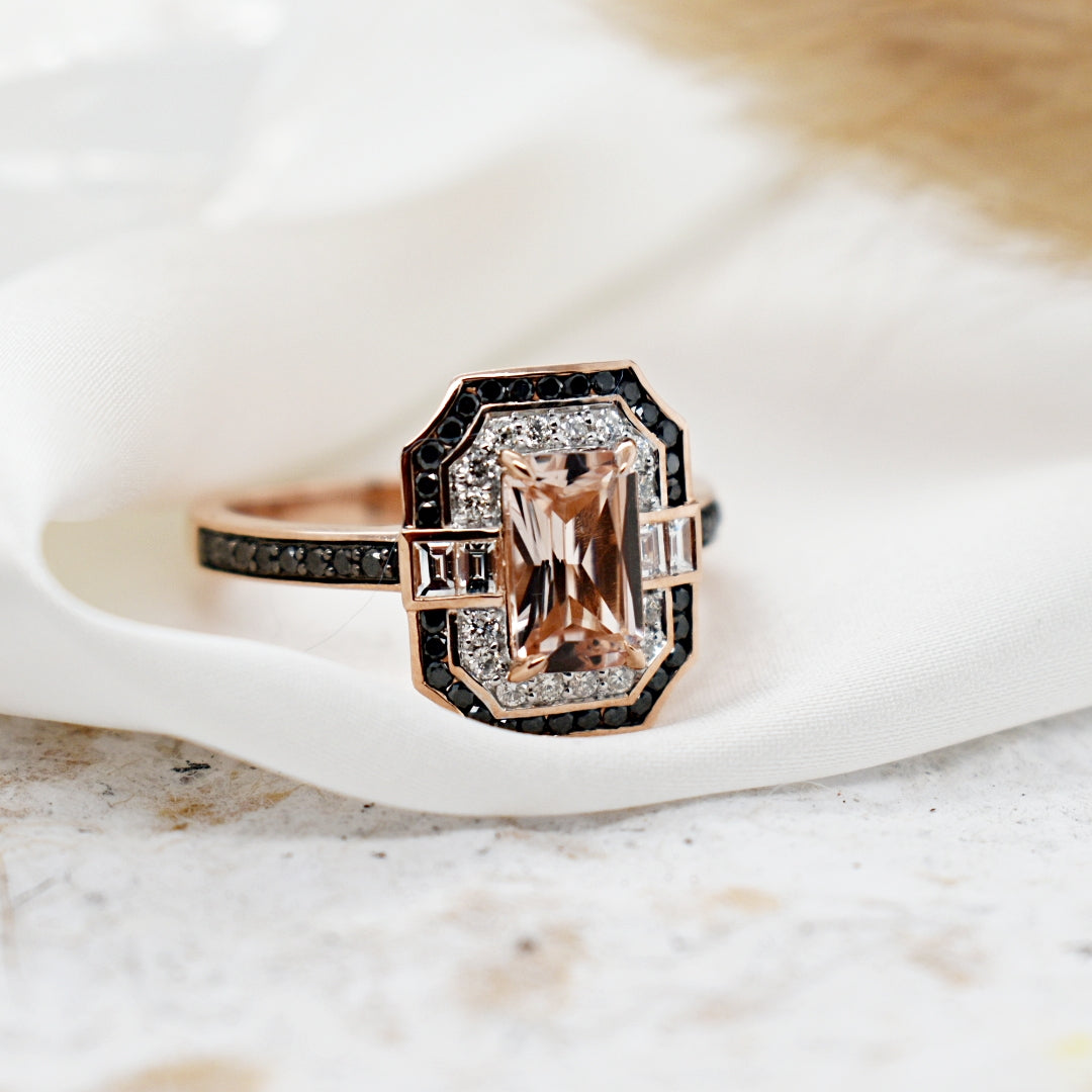 Morganite Black/White Diamond Ring – Paton's Place Jewellers