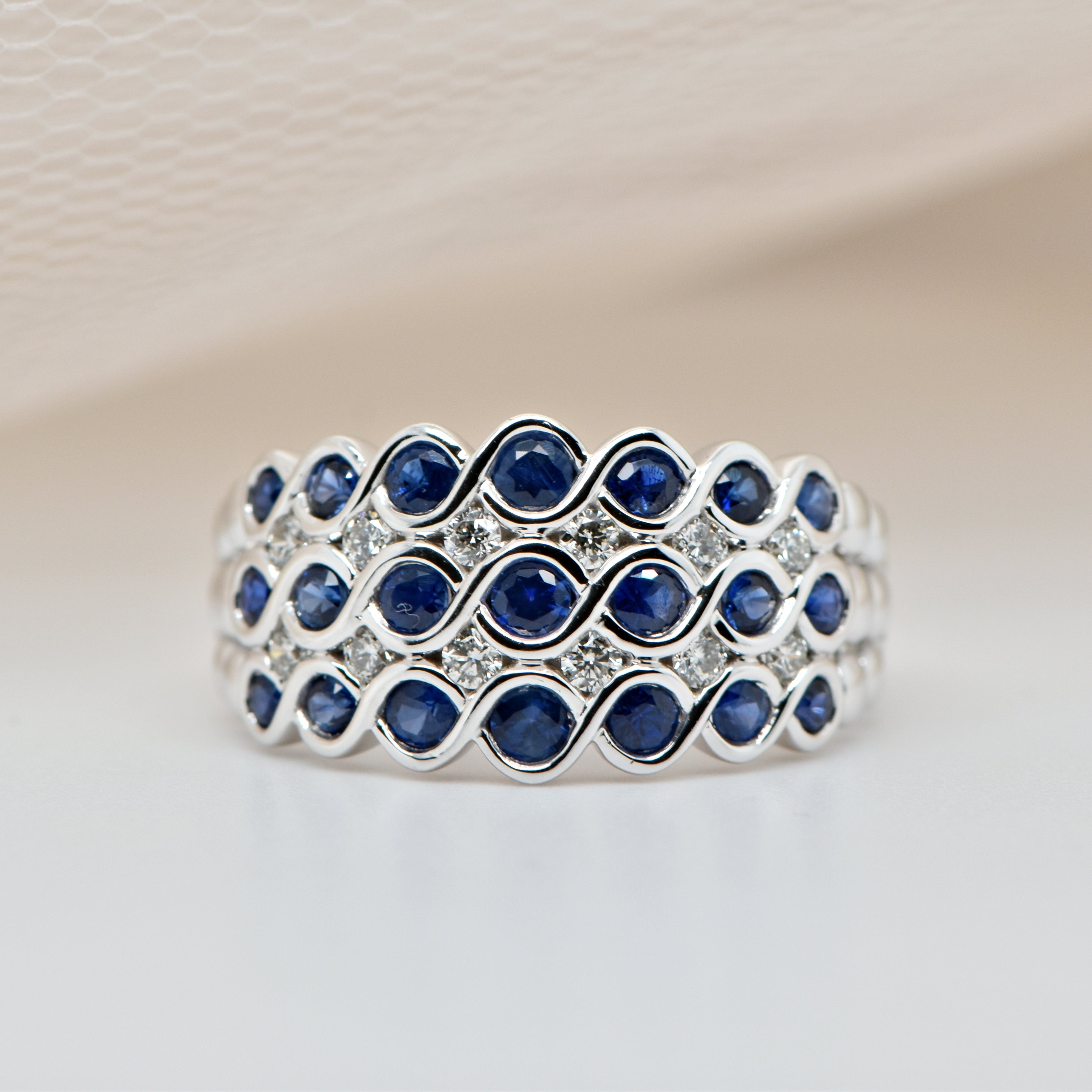 'Eva' Sapphire & Diamond Wide Ring