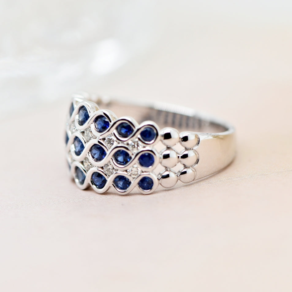 'Eva' Sapphire & Diamond Wide Ring