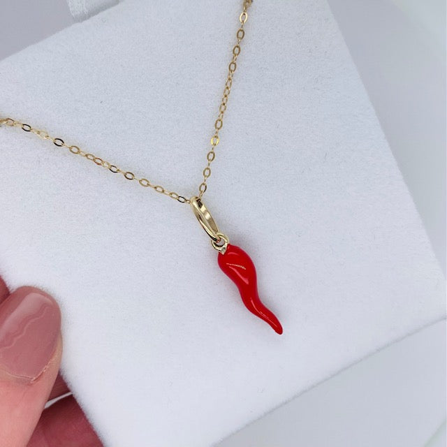 Medium 9ct Red Cornicello - (Chilli Charm)